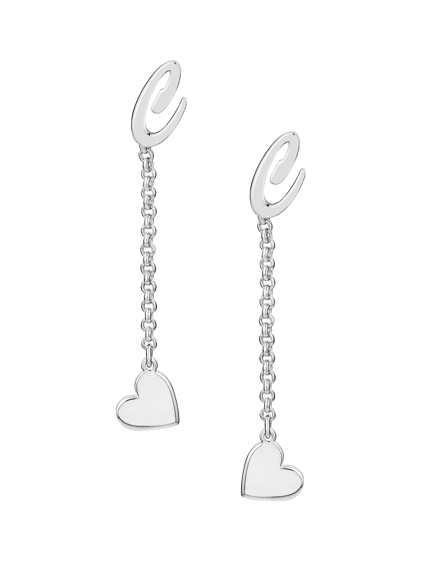 Personalized Planet Women's Script Initial Earring with Heart Dangle Button Drop Earrings