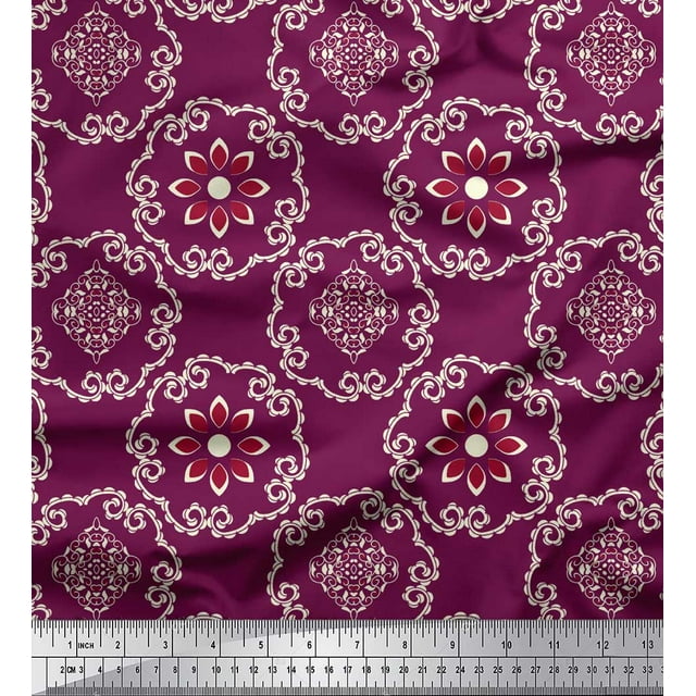 Soimoi Rayon Fabric Damask Ethnic Print Fabric by the Yard 42 Inch Wide
