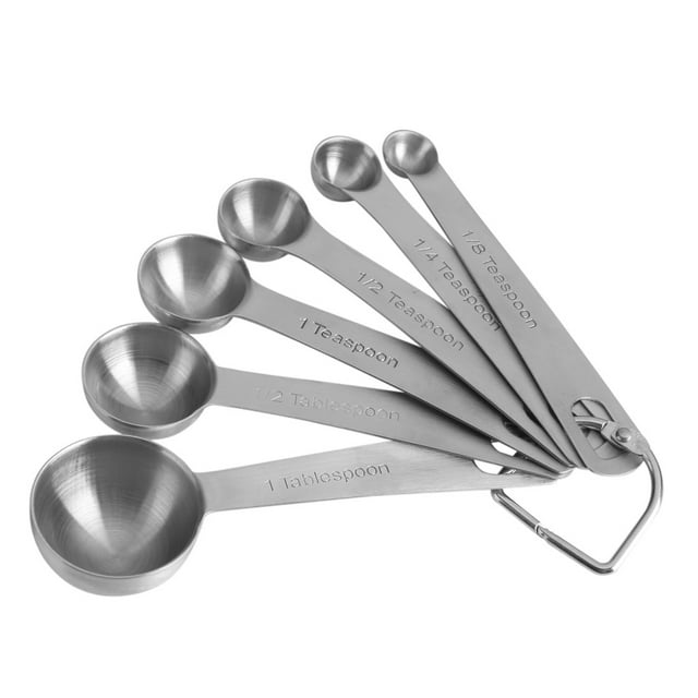 6pcs Measuring Spoons Practical Stainless Steel Measuring Spoons Set of 6 for Dry and Liquid Ingredients