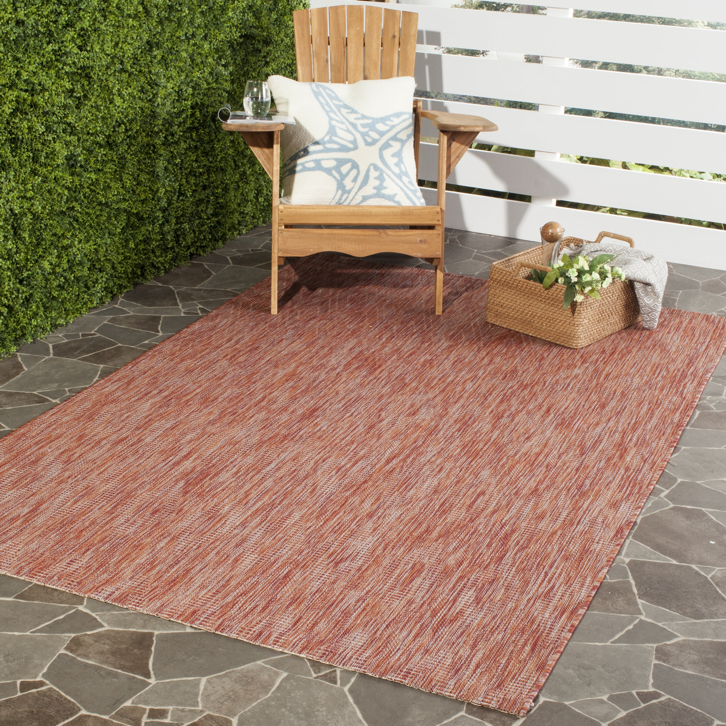 Safavieh Courtyard Teodor Geometric Indoor/Outdoor Area Rug, Red, 5'3" x 5'3" Square