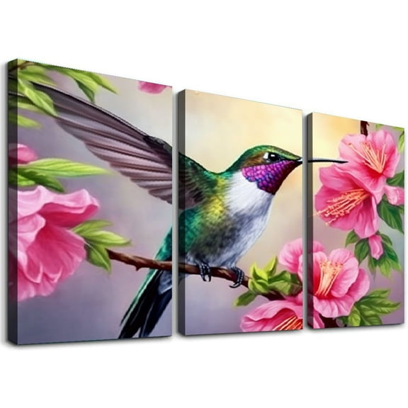 Shadudu Hummingbird Tree Branch Canvas Triptych Wall Art Set for Living Room Bedroom Office Decor 12"x16"x3pcs