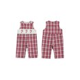 thumbnail image 2 of Miaouyo 0-18 Months Infant Baby Boy Christmas Romper Loose Fit Embroidered Plaid Crew Neck Sleeveless Jumpsuit, 2 of 9