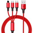 thumbnail image 3 of Cable de datos trenzado de nailon de uno o tres cables de carga rápida de múltiples cabezales 3 en 1 cable de carga para teléfono móvil, 3 of 5