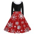 thumbnail image 3 of TIMIFIS Robes de Noël pour Femmes, Robes Maxi pour Femmes Robe Vintage de Vacances Manches Longues Col en V en Fourrure Robe Dos Nu, 3 of 3