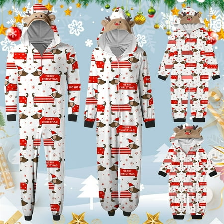 

Baqcunre Family Christmas Pajamas Matching Sets Matching Pajamas Set For Print Onesie Cute Printed Christmas Sleepwear Zipper Jumpsuit For Couples Lounge Set Baby Pajamas Christmas Pajamas Red 18M