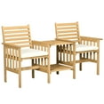 thumbnail image 1 of Outsunny Wood Loveseat with Middle Table Garden Table and Chairs Set Brown, 1 of 10