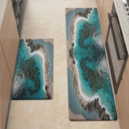 

Anti Fatigue Kitchen Mat Beach Kitchen Rugs Non Slip Cushioned Standing Mat for Sink Floor Laundry Office Desk Pro 17.3 x 59