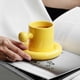 thumbnail image 3 of Taza de café de cerámica, creativa y encantadora taza con mango redondo y platillo, adecuada para la oficina y el hogar, apta para lavavajillas y microondas, 8,5 onzas/250 ml de leche de té con leche., 3 of 5