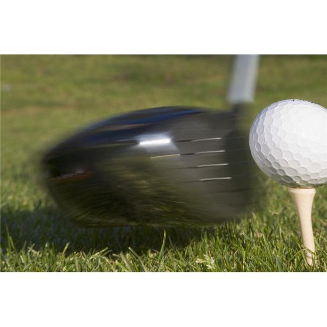 Golf Ball On Tee Hit by Driver Poster Print, Large - 34 x 22
