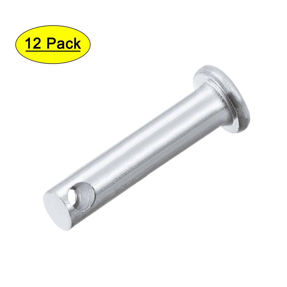 Single Hole Clevis Pins 5mm x 25mm Flat Head Zinc-Plating Solid Steel Pin 12Pcs 