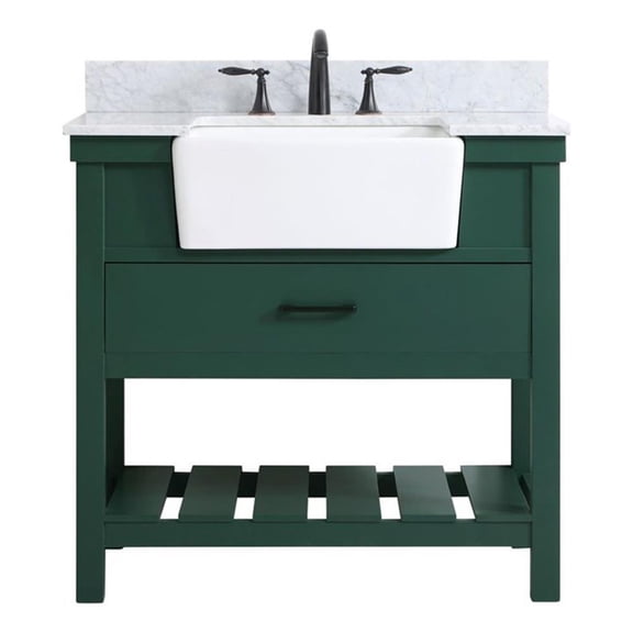 Elegant Decor Clement 36" Wood Single Bathroom Vanity with Backsplash in Green