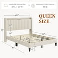 thumbnail image 4 of Yaheetech Queen Size Velvet Platform Bed with Charging Outlets and USB Ports, Beige, 4 of 7
