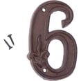 thumbnail image 1 of Números de casa de 4,6 pulgadas, números de dirección de hierro fundido, números de metal rústico para el hogar, números de buzón, números de puerta para exteriores con tornillos, número 6, bricolaje, 1 of 8