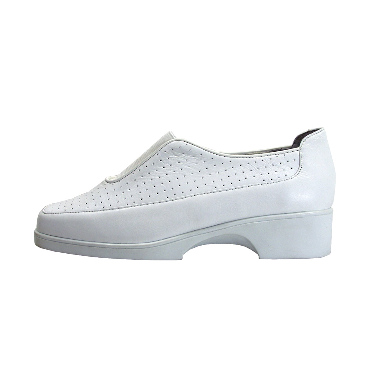 24 HOUR COMFORT Tatum Women's Wide Width Leather Slip-On Shoes WHITE 8.5