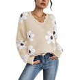 thumbnail image 3 of Jersey rosa de punto queen con cuello en V y fuzzy para mujer, 3 of 9
