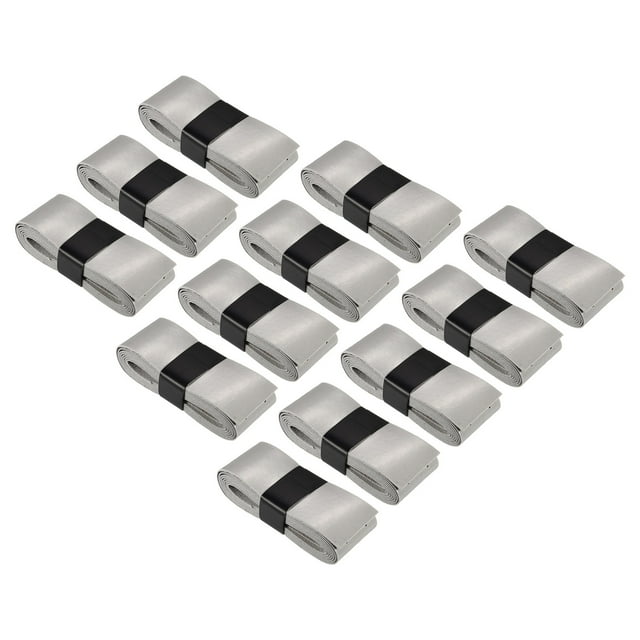 Unique Bargains 43.3' Non-Slip PU Tennis Racket Overgrip Tape Wraps with Hole Grey 12 Pack