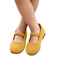 thumbnail image 2 of Girls Faux Suede Mary Jane Flats, Soft Non Slip Princess Shoes Fashion Casual Shoes for Kids Yellow 30, 2 of 9