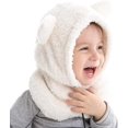 thumbnail image 3 of Gorros de Punto Invierno 3 en 1 para Niño Niña 3-8 Años Pasamontañas con Elásticas Ajustables Cálido y Adorable Bufanda con Capucha, 3 of 5