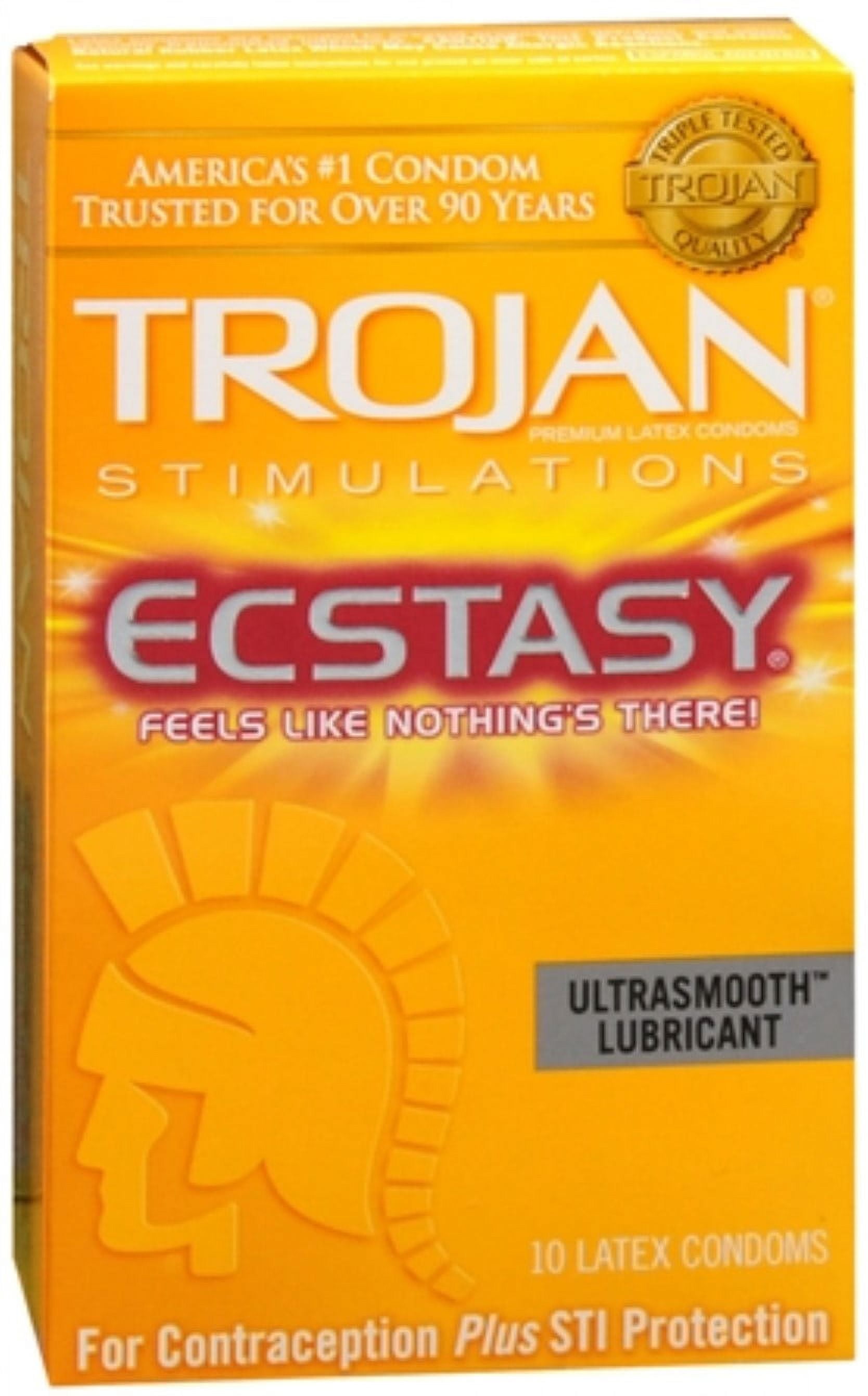 Trojan Ecstasy Lubricated Latex Condoms, 10 ea (Pack of 4