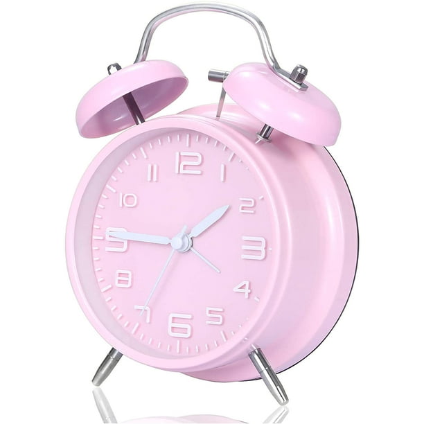Aciyhn Retro Alarm Clock Battery Operated Nightstand 4 Inch Twin Bell Backlight For Bedroom Desk Bedside Loud Pink Com Aciyhn Retro Alarm Clock Battery, Pink Retro Alarm Clock