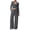 Dark Gray, variant on Women's Loungewear Tie Waist Regular Fit Two-Piece Set, Wrap-Design Long Sleeve Crop Top with Matching Wide Leg Pants, Comfortable Outfit for Home and Everyday Wear