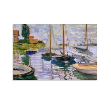 Sailboats on The Seine Poster by Claude Monet Poster Artworks Canvas Poster Room Aesthetic Wall Art Prints Home Modern Decor Gifts 24x36inch(60x90cm)