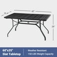 thumbnail image 4 of Patio Table, Outdoor Dining Table 60"x35", Rectangle Patio Dining Table with 1.57" Umbrella Hole, Outdoor Metal Furniture for Patio, Graden, Backyard and Poolside, Weather-Resistant, 4 of 5
