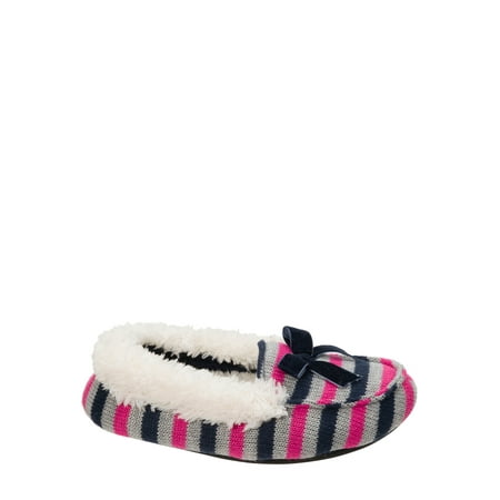 DF by Dearfoams Girls' Sweater Knit Moc Slippers