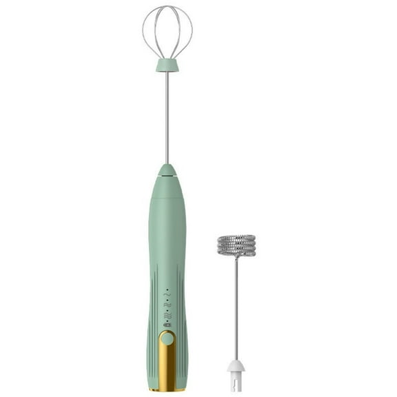 Immersion Blender Handheld, 2-in-1 Hand Blender Electric with Rechargeable 3 Speeds, Stainless Steel Blade Stick Blender with Whisk, for Coffee Latte,Hot Chocolate, Egg (Green)