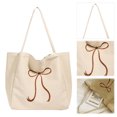 thumbnail image 1 of Bolso Compras Sencillo para Mujer Mano Con Lazo Lona Gran Capacidad Viajes Al Aire Libre, 1 of 9