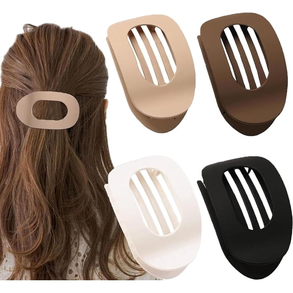 4 PCS Flat Hair Clips, Duckbill Hair Clips for Women, Flat Claw Clip for Thick Hair, Thick Hair, Hair Accessories for Women and Girls, Lightweight Non-Slip with Comb Teeth Strong