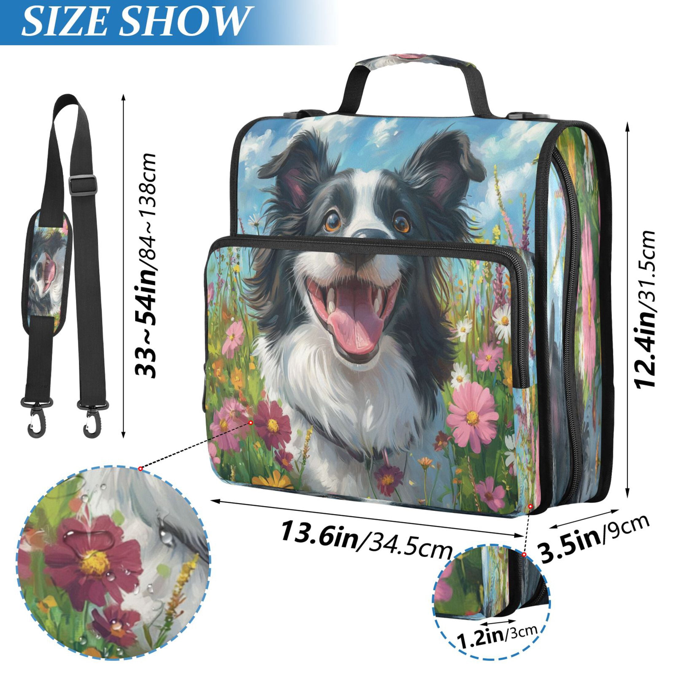 YAZAOO Zipper Binder trapper keeper Documents Organized Design Happy Dog Among Blooms Printed