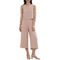 thumbnail image 2 of INSPIRE CHIC Pants Suits for Women Summer 2 Piece Outfits Sleeveless Crop Top Elastic Waist Wide Leg Pants Casual Sets XS Pink, 2 of 6