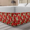 thumbnail image 1 of Hawaii Bed Skirt, Botanic Inspirations Floral Bouquet Hand Drawn Red Hibiscuses Retro Theme, Elastic Bedskirt Dust Ruffle Wrap Around for Bedding Decor, 4 Sizes, Beige Fern Green Red, by Ambesonne, 1 of 2