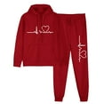 thumbnail image 2 of Busydd Sweat Suits for Womens 2 Piece Love Heart Print Drawsting Long Sleeve Hoodies and Pants Lounge Sets for Women Comfy Casual Travel Womens Loungewear Set M, 2 of 7