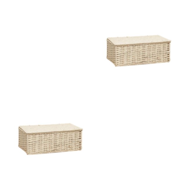 relayinert Paper Rattan Storage Basket - Durable And Convenient For Anywhere Wide Storage Container High-capacity Makeup Organizer Beige Large 36*26*15 2Set