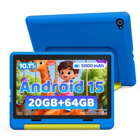 BESTSKI Android 14 10inch Kids Tablet with Protective Case,Octa-Core,8GB RAM 64GB Rom(1TB Expandable)Dual Camera,Parental Control,Pre-Intalled KIDOZ,Great Gift for Toddler-Blue
