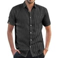 thumbnail image 2 of Rovga Mens Shirts Summer Solid Color Casual Short Sleeve Turn Down Shirt Polka Dot Striped Print Design Shirt Black Xl, 2 of 4