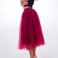 thumbnail image 2 of Kcocoo Women Plus Size Mesh Tulle Skirt Pleated Princess Skirt Mesh Bubble Skirt Polyester Red, 2 of 8