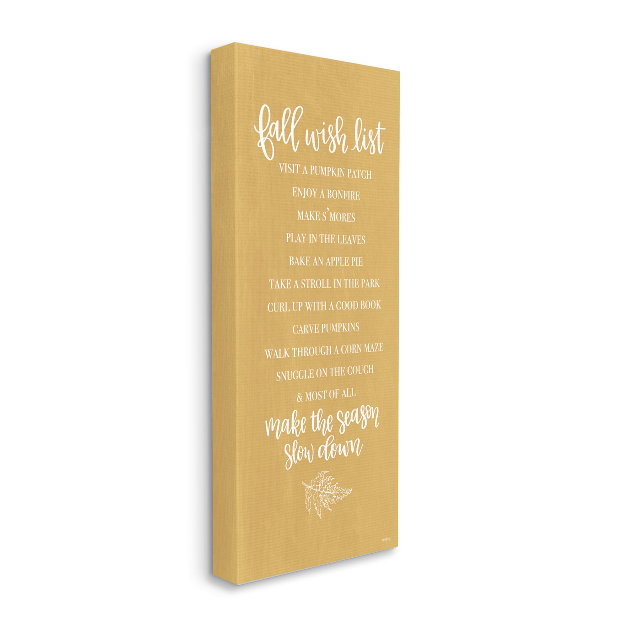 Stupell Industries Tan Fall Wish List Botanical & Floral Painting Gallery Wrapped Canvas Print Wall Art, 10 x 24