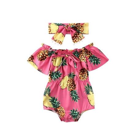 

Ma&Baby Summer Newborn Baby Girls Flower Romper Sleeveless Ruffled Bodysuit Jumpsuit + Headband Outfits