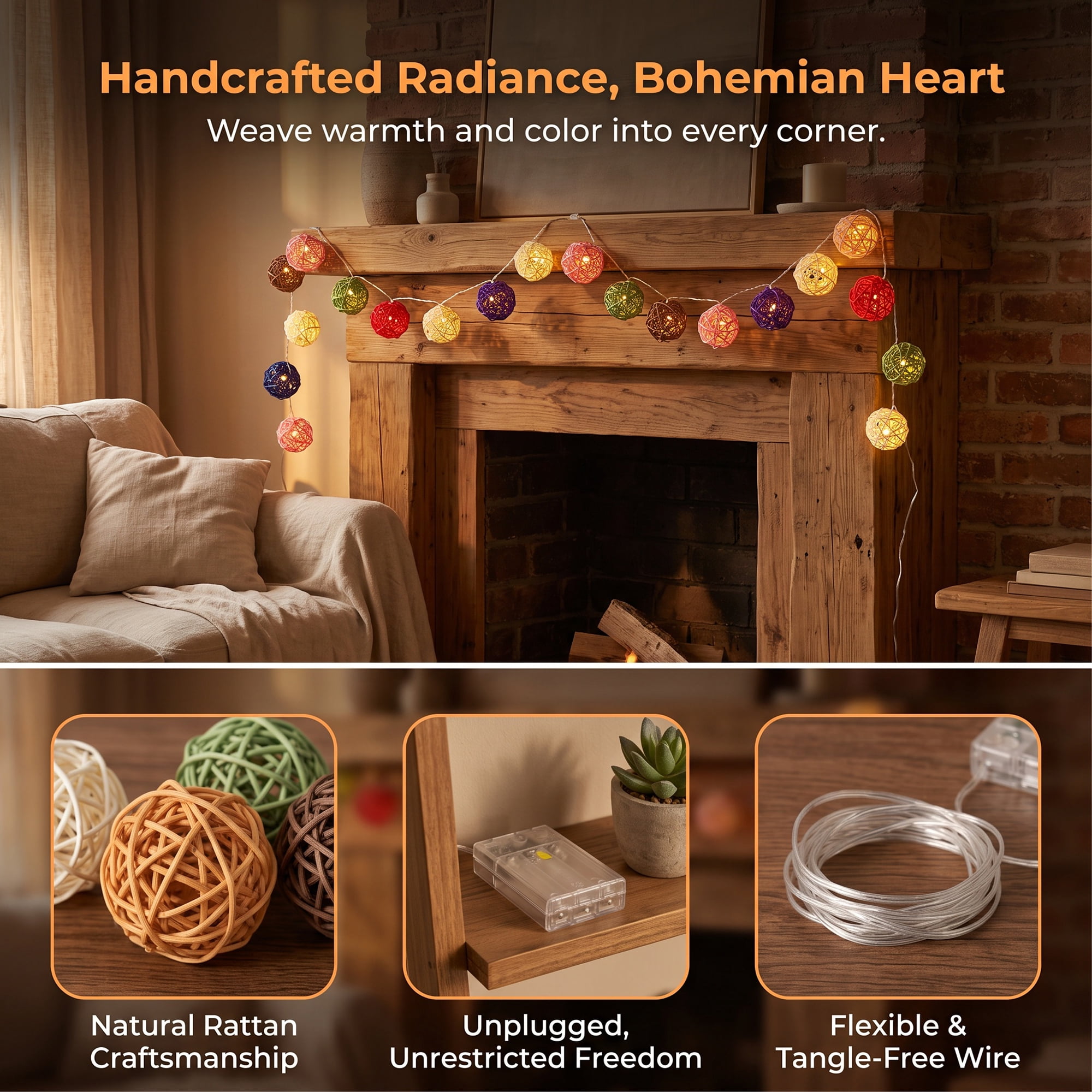 Unique Bargains Lights for Home Use with Flexible Design 13.1 ft Colorful Battery Operated