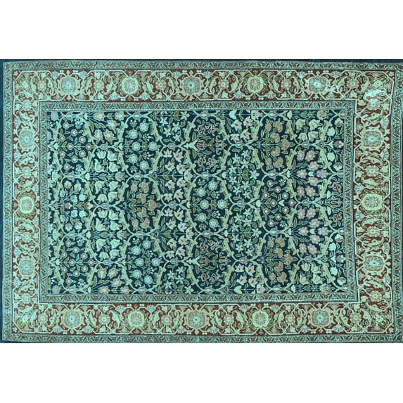 Ahgly Company Indoor Rectangle Persian Light Blue Traditional Area Rugs, 6' x 9'