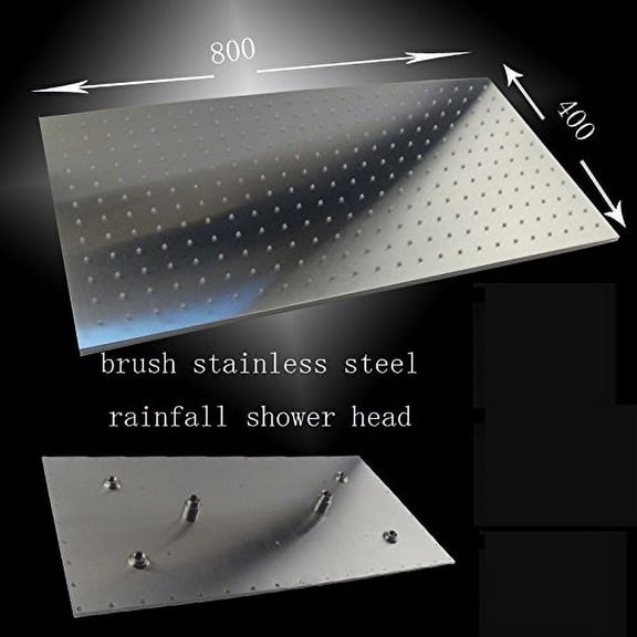 Cascada 16 x 31 Inch Luxury Large Recangular Rain Bathroom Showerheads Brushed Stainless Steel