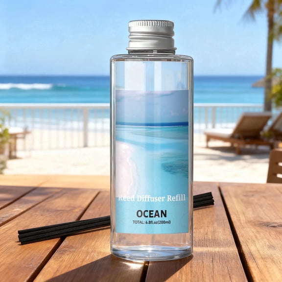 LA BELLEFÉE Ocean Breeze Reed Diffuser Refill Flameless with Natural Reed Sticks, Ocean Breeze, 200ml