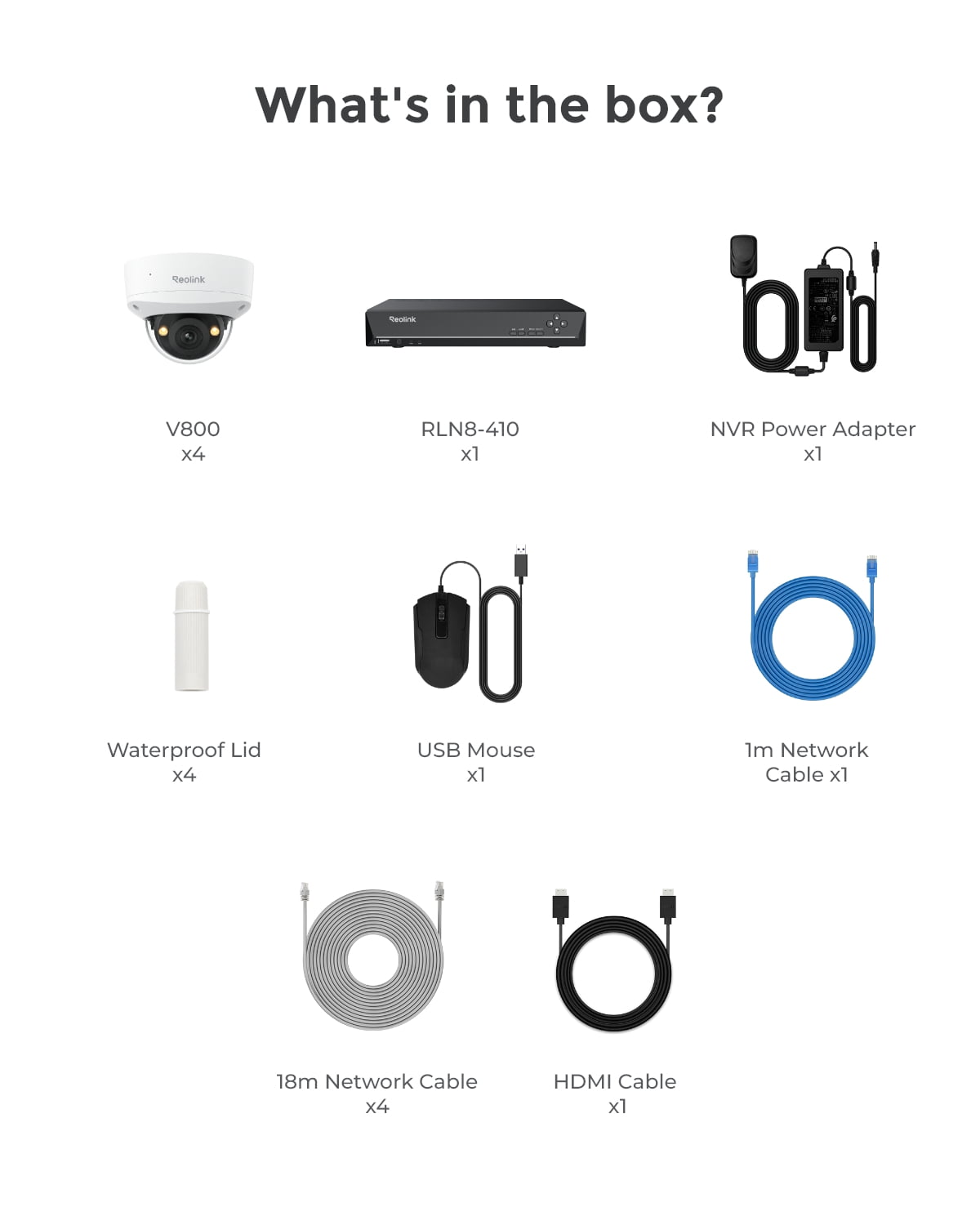 Reolink 4K PoE 8-Channel NVR System, 4x 8MP Wired Dome Cameras, 2TB HDD, Smart Detection, RLK8-800V4