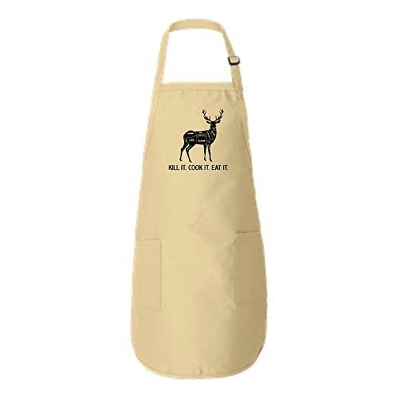Kill It Cook It Eat It Deer Full-Length Apron with Pockets Natural One Size