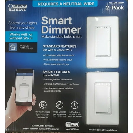 Feit Electric Wi-Fi Smart Dimmer 2-pack Alexa Siri & Google