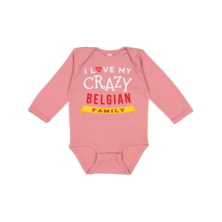 

Inktastic Belgian family crazy for dark Gift Baby Boy or Baby Girl Long Sleeve Bodysuit