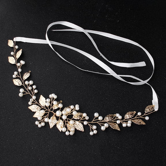 CTIRCHIU Floral Hair Accessories Golden Bridal Headdress Elegant Hair Decoration 1Set